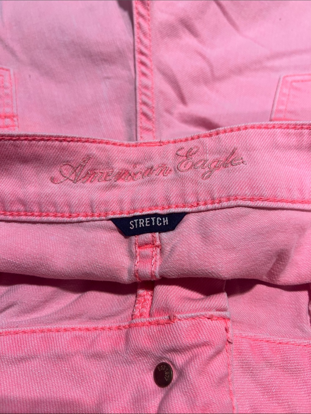 American Eagle Outfitters Women’s Pink Denim Cutoff Shorts - Picture 3 of 4